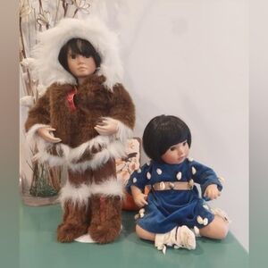 Georgetown Collection Porcelain Dolls  Alaskan Eskimo 15" Little Fawns Papoose 9